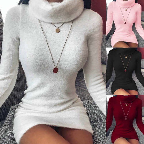 Autumn Fashion Turtleneck Long Sleeve Bodycon Dress