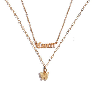 BOHO Golden Multilayer Butterfly Charms Chain Necklace