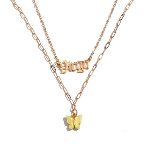 BOHO Golden Multilayer Butterfly Charms Chain Necklace