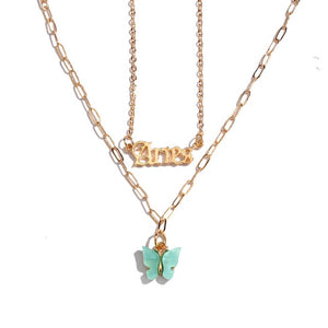 BOHO Golden Multilayer Butterfly Charms Chain Necklace