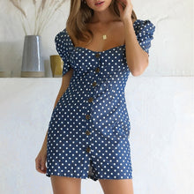 Load image into Gallery viewer, Summer Polka Dot Denim Dress Women