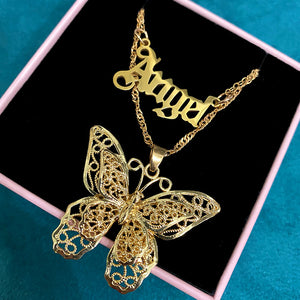 2Pcs Boho Angel Butterfly Necklace