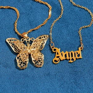 2Pcs Boho Angel Butterfly Necklace