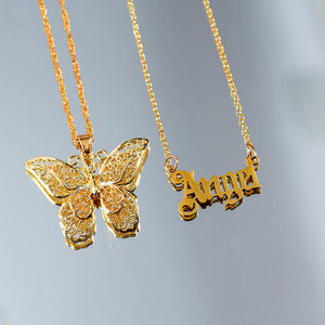 2Pcs Boho Angel Butterfly Necklace