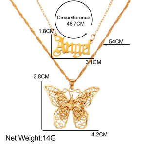 2Pcs Boho Angel Butterfly Necklace