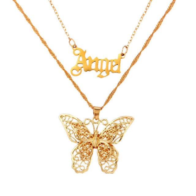 2Pcs Boho Angel Butterfly Necklace