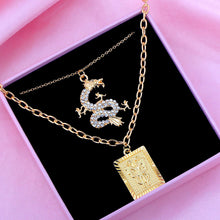 Load image into Gallery viewer, 2Pcs Multilayer Crystal Dragon Square Necklace