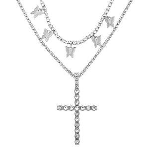 Butterfly Punk MultiLayer with Cross Tennis Chain