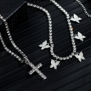 Butterfly Punk MultiLayer with Cross Tennis Chain