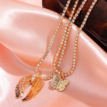 Load image into Gallery viewer, Bohemian Gold Color Wings Pendant Tennis Necklace