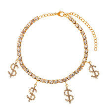 Load image into Gallery viewer, Crystal Dollar Sign Pendant Anklet Women