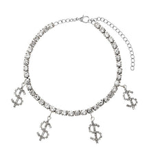 Load image into Gallery viewer, Crystal Dollar Sign Pendant Anklet Women