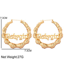 Load image into Gallery viewer, Babygirl Bamboo Hoop Earrings