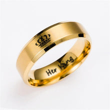 Load image into Gallery viewer, Glam Gold  King And Queen Stainless Steel Crown Couple Rings