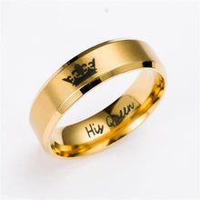 Load image into Gallery viewer, Glam Gold  King And Queen Stainless Steel Crown Couple Rings