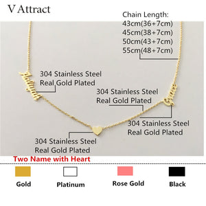 Glam Gold Double Names Heart BFF Necklace