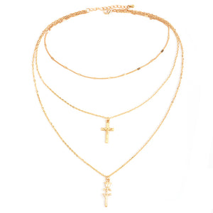 Glam Gold Cross and Rose 3 Pcs/ Set