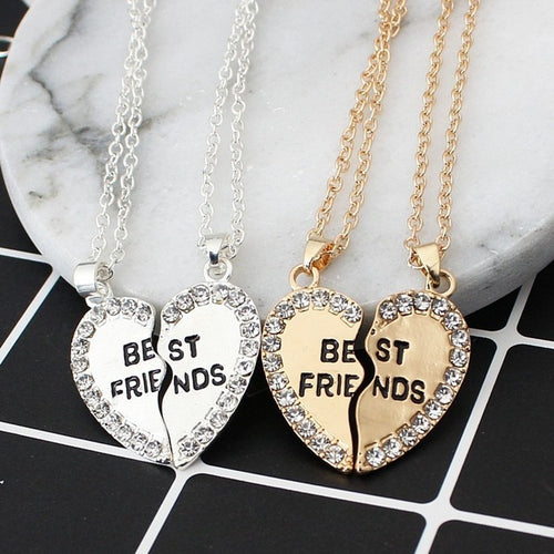 Glam Gold  2 Pcs Bff Necklace Heart