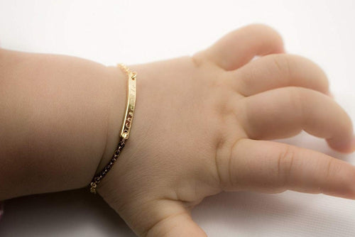 Glam Gold Custom Baby Name Bracelet Toddler Child ID Personalized Bar Gold Filled 4