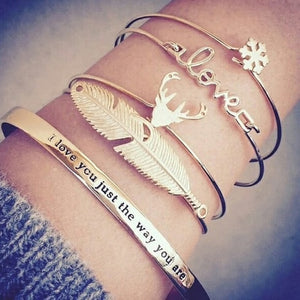 18 Styles Women Fashion Bow Leaves Cat Bangle