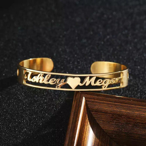 Glam Gold Personalized Nameplate Bracelets Bangles For Women