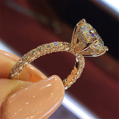 Glam Gold  Rose Gold Color 2cts AAA Zircon Engagement Wedding Band