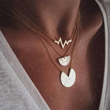 Load image into Gallery viewer, Glam Gold Classic Female Heartbeat Round Geometric Gold Long Necklace