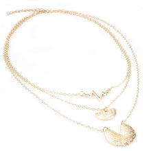 Load image into Gallery viewer, Glam Gold Classic Female Heartbeat Round Geometric Gold Long Necklace