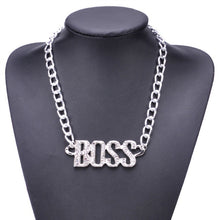 Load image into Gallery viewer, Glam Gold BOSS Luxury Letter Pendant Chain Necklace Set Earrings