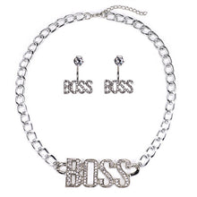 Load image into Gallery viewer, Glam Gold BOSS Luxury Letter Pendant Chain Necklace Set Earrings