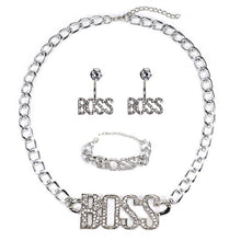 Load image into Gallery viewer, Glam Gold BOSS Luxury Letter Pendant Chain Necklace Set Earrings