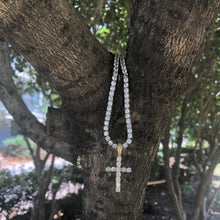 Load image into Gallery viewer, Glam Gold Cubic Zirconia Cross Pendant With 4mm CZ Tennis Chains Necklace