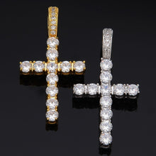 Load image into Gallery viewer, Glam Gold Cubic Zirconia Cross Pendant With 4mm CZ Tennis Chains Necklace