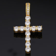 Load image into Gallery viewer, Glam Gold Cubic Zirconia Cross Pendant With 4mm CZ Tennis Chains Necklace