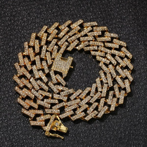 Glam Gold New Cuban Link  Fashion Iced Necklaces 15mm (Mutil-Colored)