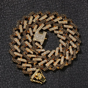 Glam Gold New Cuban Link  Fashion Iced Necklaces 15mm (Mutil-Colored)